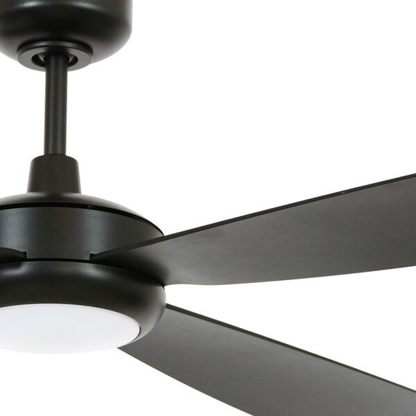Stropni ventilator Slipstream s rasvjetom, crni, tih – Beacon Beacon Lighting, Slipstream, prigušiv, Crno, Dnevna soba, Plastika, Moderan