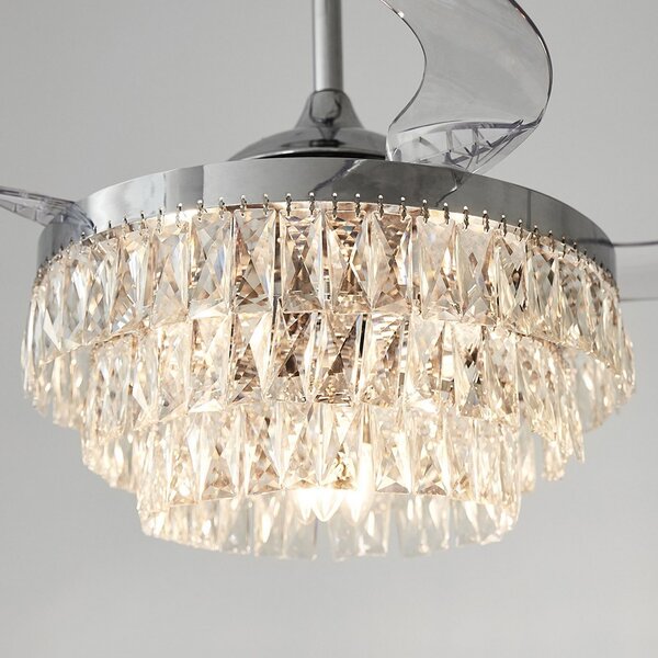 Stropni ventilator Fanaway Veil s rasvjetom, kromiran, tih – Beacon Beacon Lighting, Fanaway Veil, Providna, Dnevna soba, Plastika