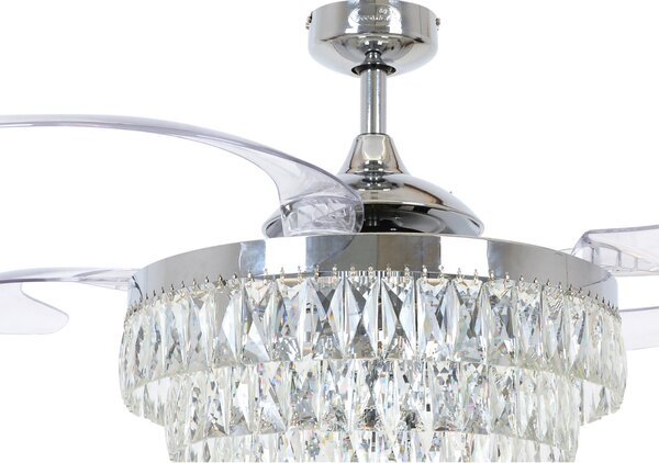 Stropni ventilator Fanaway Veil s rasvjetom, kromiran, tih – Beacon Beacon Lighting, Fanaway Veil, Providna, Dnevna soba, Plastika