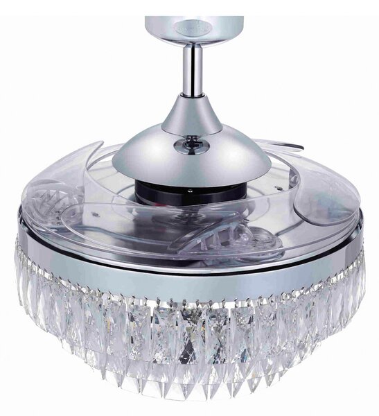 Stropni ventilator Fanaway Veil s rasvjetom, kromiran, tih – Beacon Beacon Lighting, Fanaway Veil, Providna, Dnevna soba, Plastika