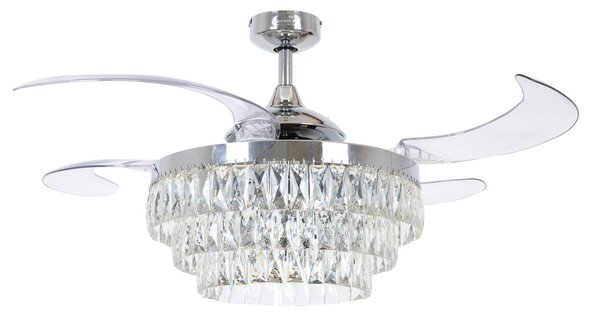 Stropni ventilator Fanaway Veil s rasvjetom, kromiran, tih – Beacon Beacon Lighting, Fanaway Veil, Providna, Dnevna soba, Plastika