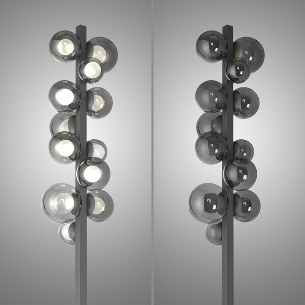 Podne Lampa PURE, Popup, prigušiv, Sivo, Dnevna soba, Aluminij, Moderan