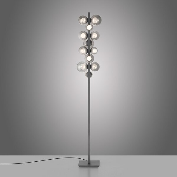 Podne Lampa PURE, Popup, prigušiv, Sivo, Dnevna soba, Aluminij, Moderan