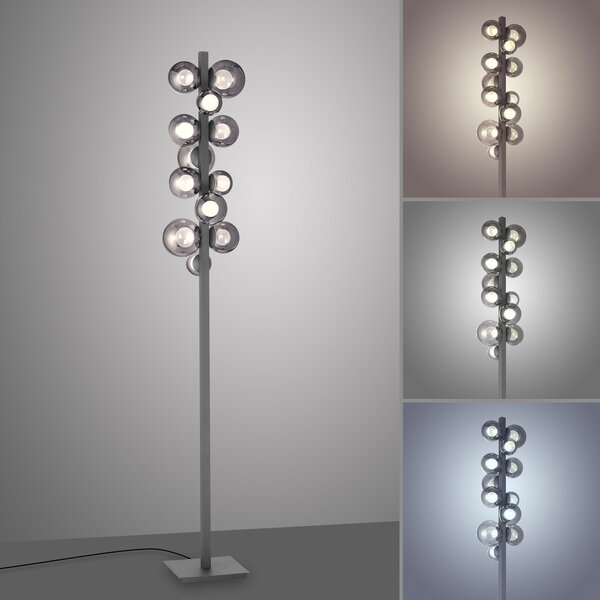 Podne Lampa PURE, Popup, prigušiv, Sivo, Dnevna soba, Aluminij, Moderan