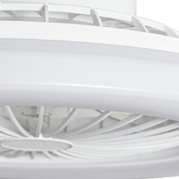 Vedin LED stropni ventilator, Ø 49 cm, bijeli, CCT - Lindby Lindby, Vedin, prigušiv, Bijela, Dnevna soba, Plastika, Moderan