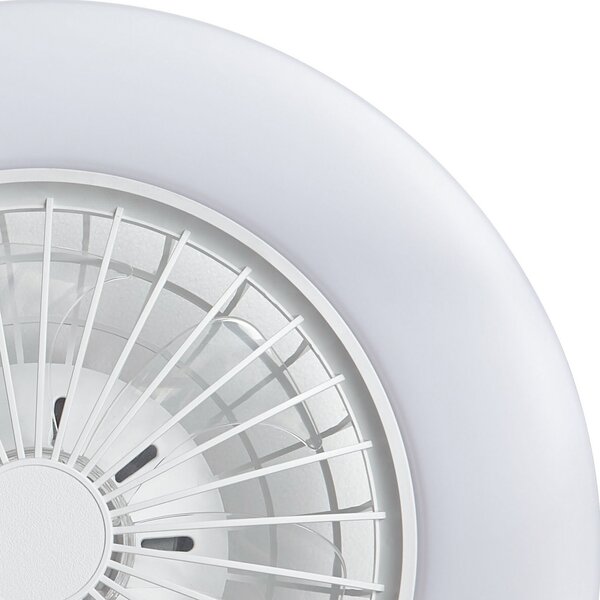 Vedin LED stropni ventilator, Ø 49 cm, bijeli, CCT - Lindby Lindby, Vedin, prigušiv, Bijela, Dnevna soba, Plastika, Moderan