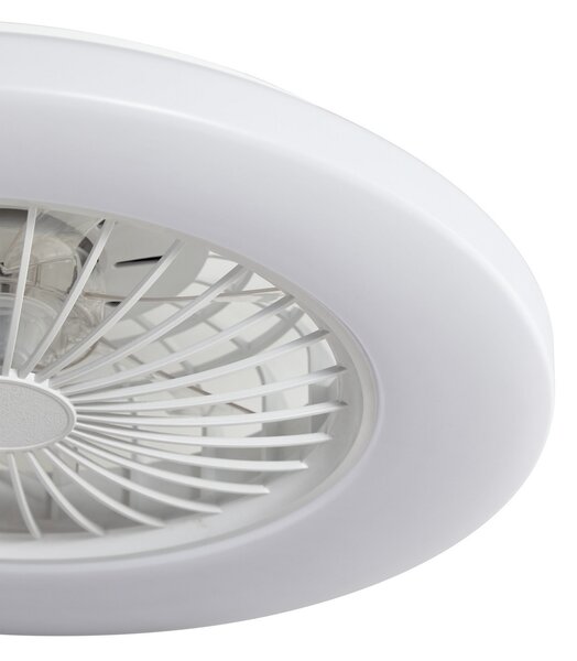 Vedin LED stropni ventilator, Ø 49 cm, bijeli, CCT - Lindby Lindby, Vedin, prigušiv, Bijela, Dnevna soba, Plastika, Moderan