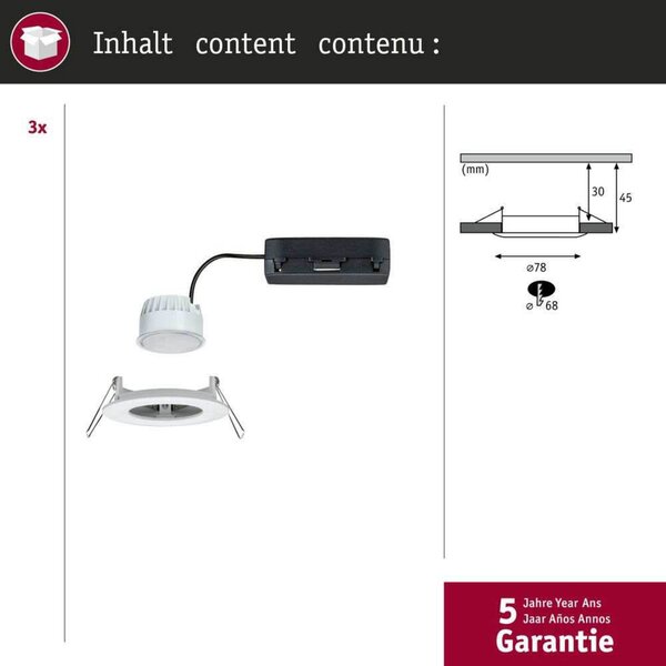 Reflektori Paulmann, Nova Coin, prigušiv, Bijela, Dnevna soba, Aluminij, Moderan