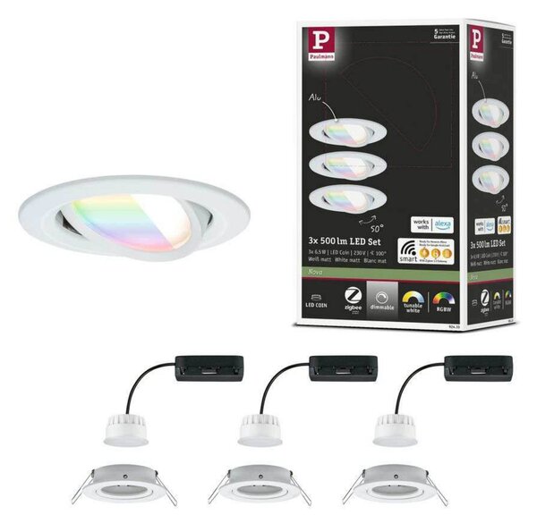 Reflektori Paulmann, Nova Coin Smart, prigušiv, Bijela, Dnevna soba, Aluminij, Moderan