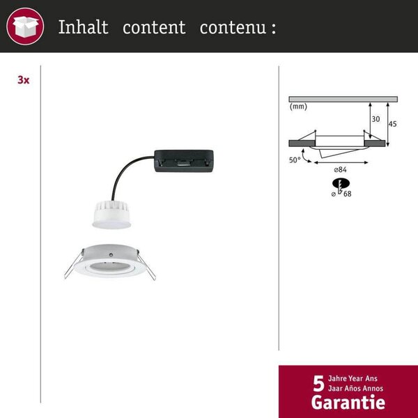 Reflektori Paulmann, Nova Coin Smart, prigušiv, Bijela, Dnevna soba, Aluminij, Moderan