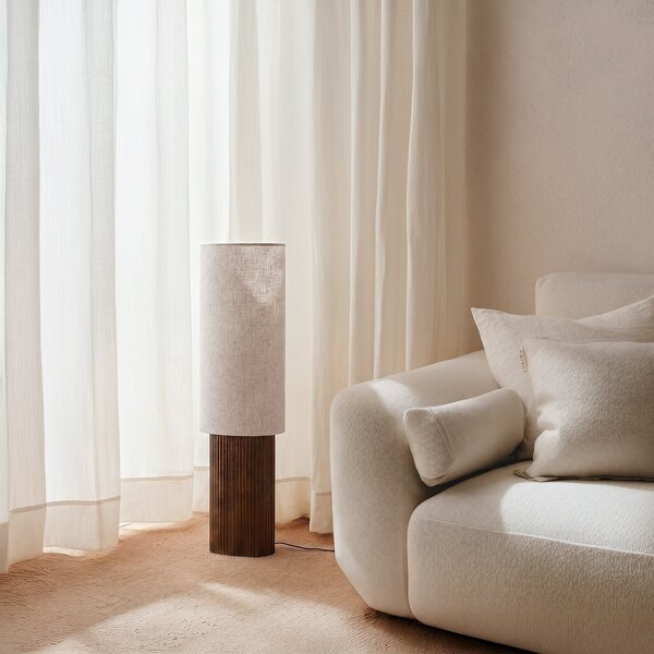Podne Lampa Lindby, Kimiko, Drvo, Dnevna soba, Tkanina / tekstil, Skandinavski