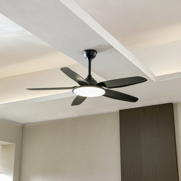 Divian LED stropni ventilator, crni, DC, tih, CCT - Lucande Lucande, Divian, Crno, Dnevna soba, Metal, Moderan