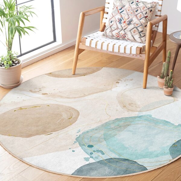 Plavi/bež perivi okrugao tepih ø 120 cm Puddle – Mila Home