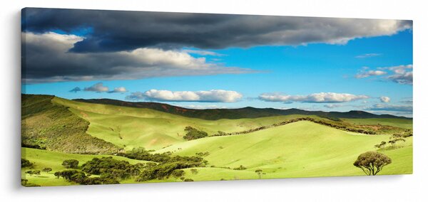 Slika - Zeleni krajolik s brdima (120x50 cm)