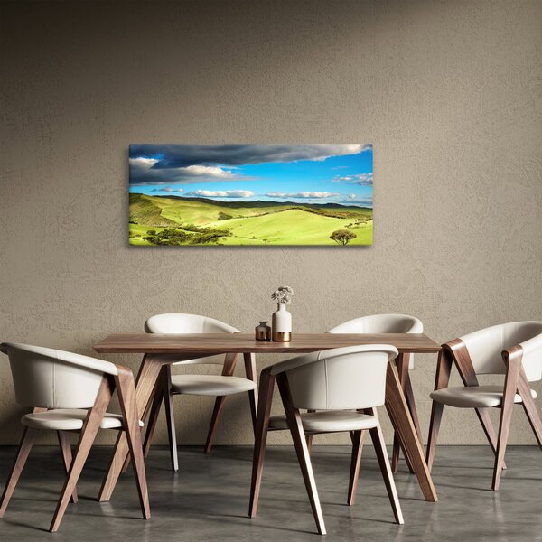 Slika - Zeleni krajolik s brdima (120x50 cm)