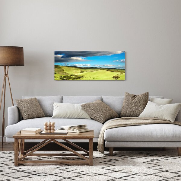 Slika - Zeleni krajolik s brdima (120x50 cm)