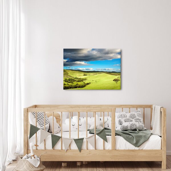Slika - Zeleni krajolik s brdima (70x50 cm)
