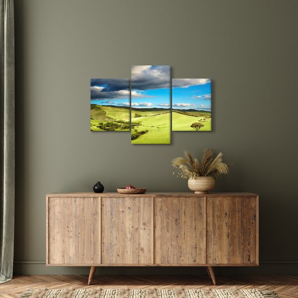 Slika - Zeleni krajolik s brdima (90x60 cm)