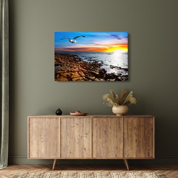 Slika - Galeb leti iznad obale (90x60 cm)