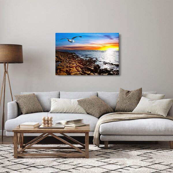 Slika - Galeb leti iznad obale (90x60 cm)