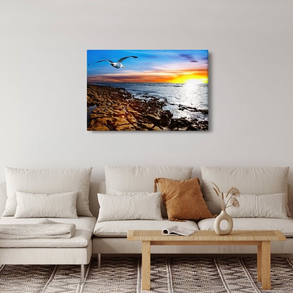 Slika - Galeb leti iznad obale (90x60 cm)