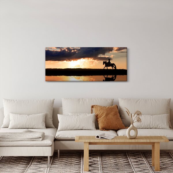 Slika - Jahač na konju pri zalasku sunca (120x50 cm)