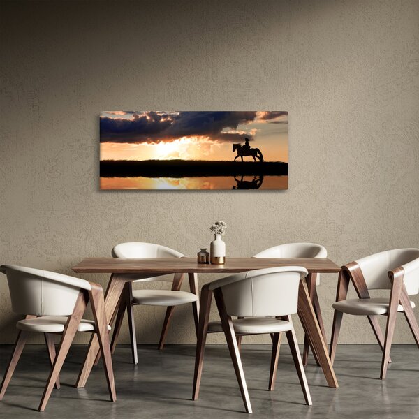 Slika - Jahač na konju pri zalasku sunca (120x50 cm)
