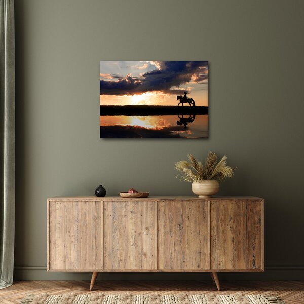 Slika - Jahač na konju pri zalasku sunca (70x50 cm)