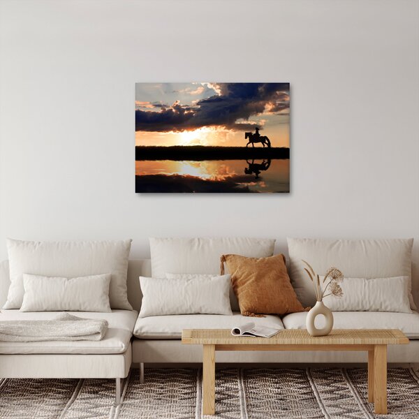 Slika - Jahač na konju pri zalasku sunca (70x50 cm)