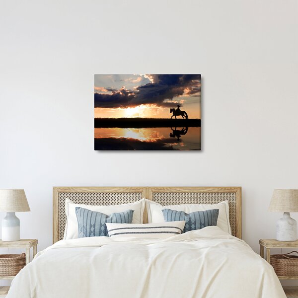 Slika - Jahač na konju pri zalasku sunca (70x50 cm)