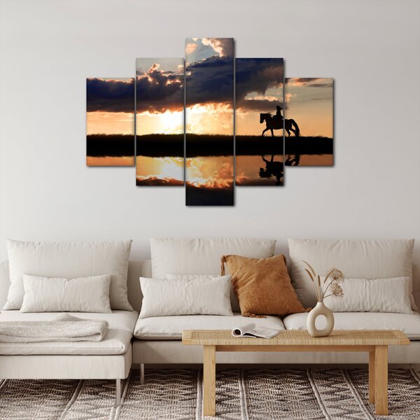 Slika - Jahač na konju pri zalasku sunca (150x105 cm)