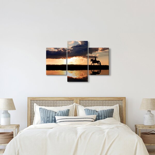 Slika - Jahač na konju pri zalasku sunca (90x60 cm)