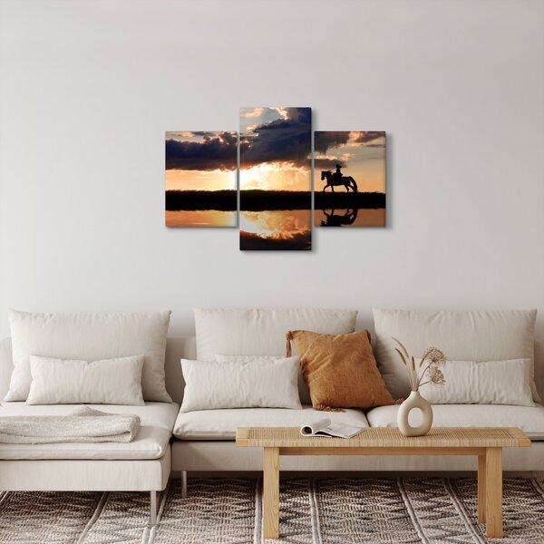 Slika - Jahač na konju pri zalasku sunca (90x60 cm)