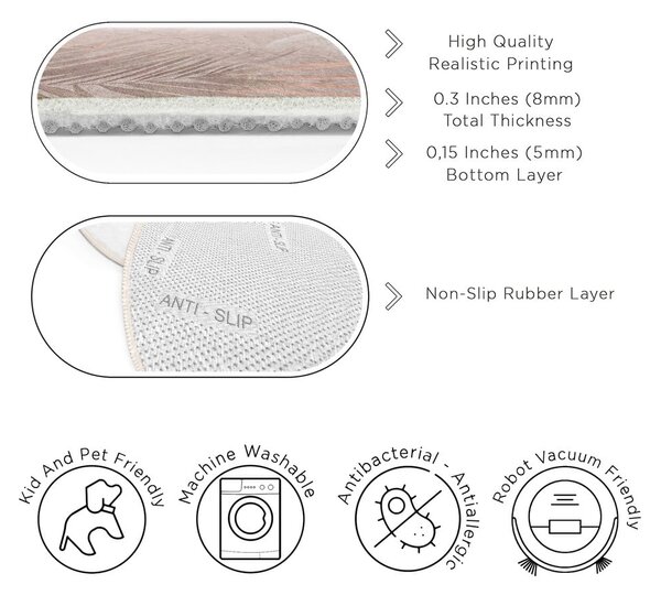 Svijetlo ružičasti perivi okrugao tepih ø 150 cm Dusty Leaves – Mila Home