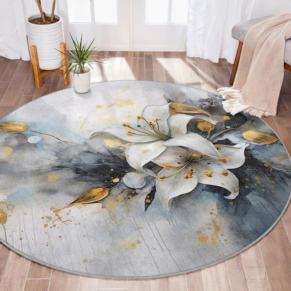 Plavi/sivi perivi okrugao tepih ø 80 cm Golden Lilly – Mila Home