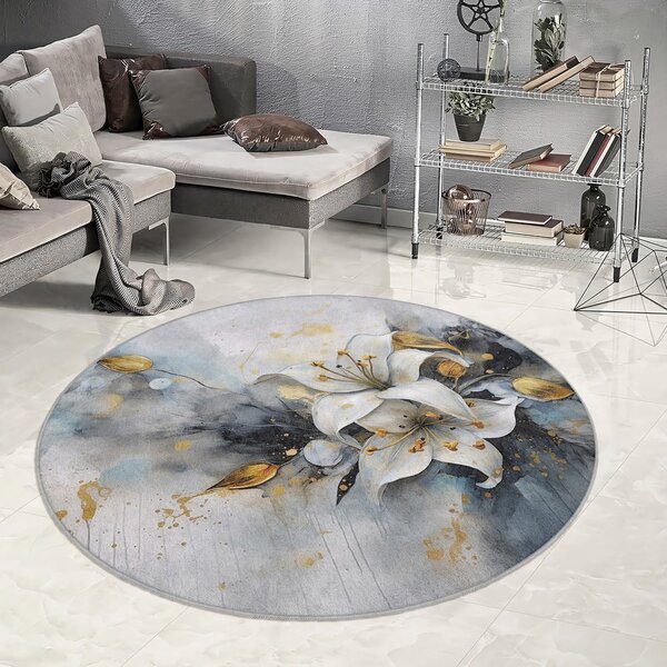 Plavi/sivi perivi okrugao tepih ø 80 cm Golden Lilly – Mila Home