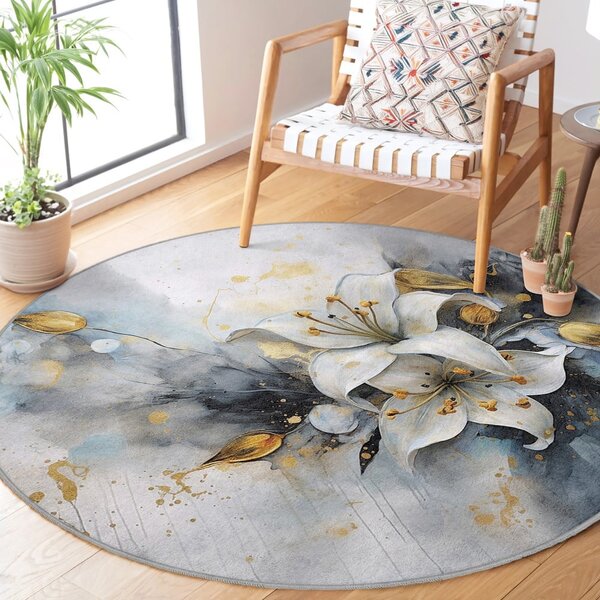 Plavi/sivi perivi okrugao tepih ø 80 cm Golden Lilly – Mila Home