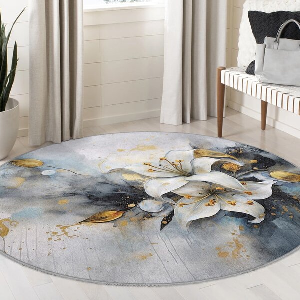 Plavi/sivi perivi okrugao tepih ø 80 cm Golden Lilly – Mila Home