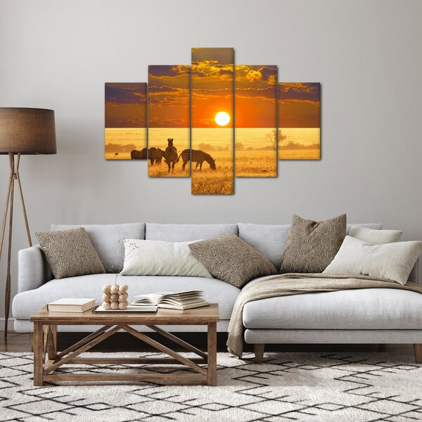 Slika - Zebre sa zalaskom sunca (150x105 cm)