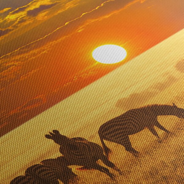 Slika - Zebre sa zalaskom sunca (90x60 cm)