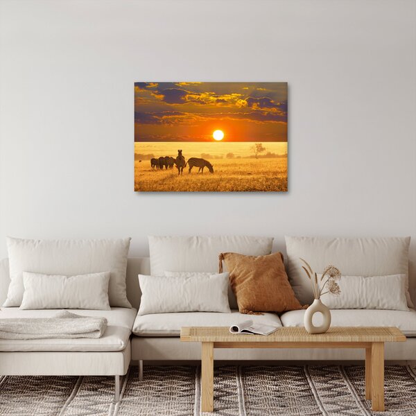 Slika - Zebre sa zalaskom sunca (70x50 cm)