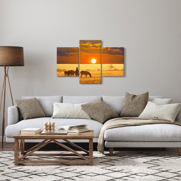 Slika - Zebre sa zalaskom sunca (90x60 cm)