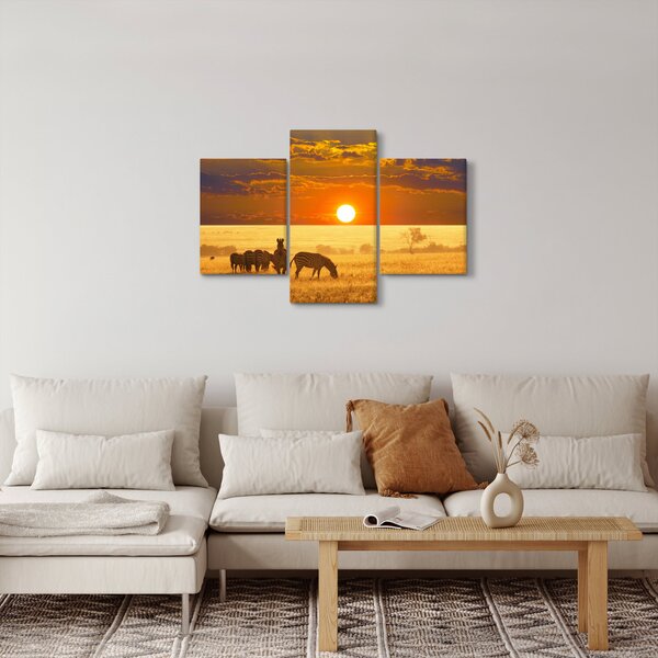 Slika - Zebre sa zalaskom sunca (90x60 cm)