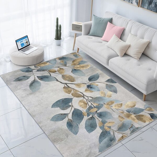 Svijetlo plava/u zlatnoj boji perivia staza 80x200 cm Golden Leaves – Mila Home