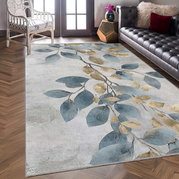 Svijetlo plava/u zlatnoj boji perivia staza 80x200 cm Golden Leaves – Mila Home