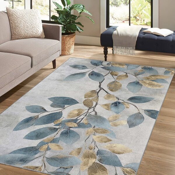 Svijetlo plava/u zlatnoj boji perivia staza 80x200 cm Golden Leaves – Mila Home