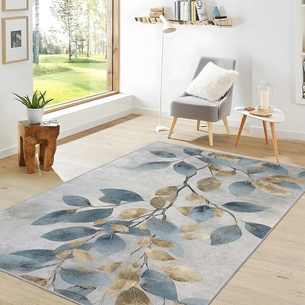 Svijetlo plava/u zlatnoj boji perivia staza 80x200 cm Golden Leaves – Mila Home