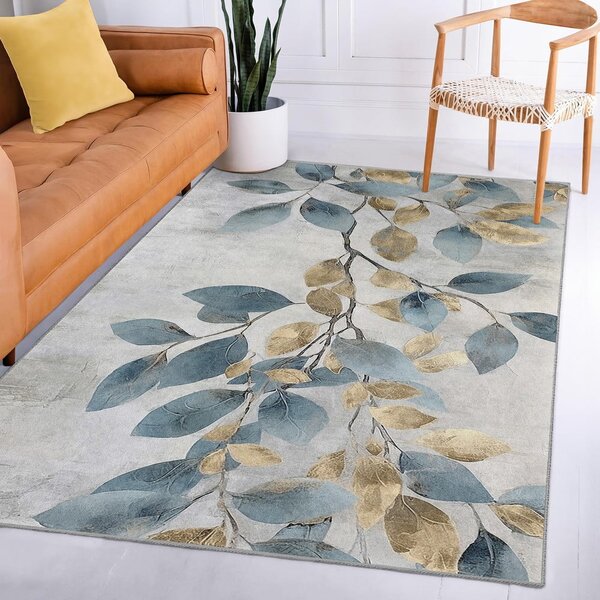 Svijetlo plava/u zlatnoj boji perivia staza 80x200 cm Golden Leaves – Mila Home