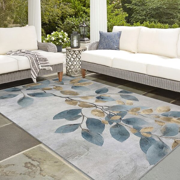 Svijetlo plavi/u zlatnoj boji perivi tepih 160x230 cm Golden Leaves – Mila Home