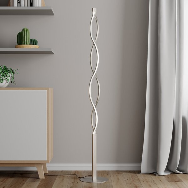 Podne Lampa Lindby, Auron, prigušiv, Sivo, Dnevna soba, Metal, Moderan